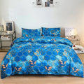 Axyaa Grey Cube & Gold Leaf Double Comforter Set