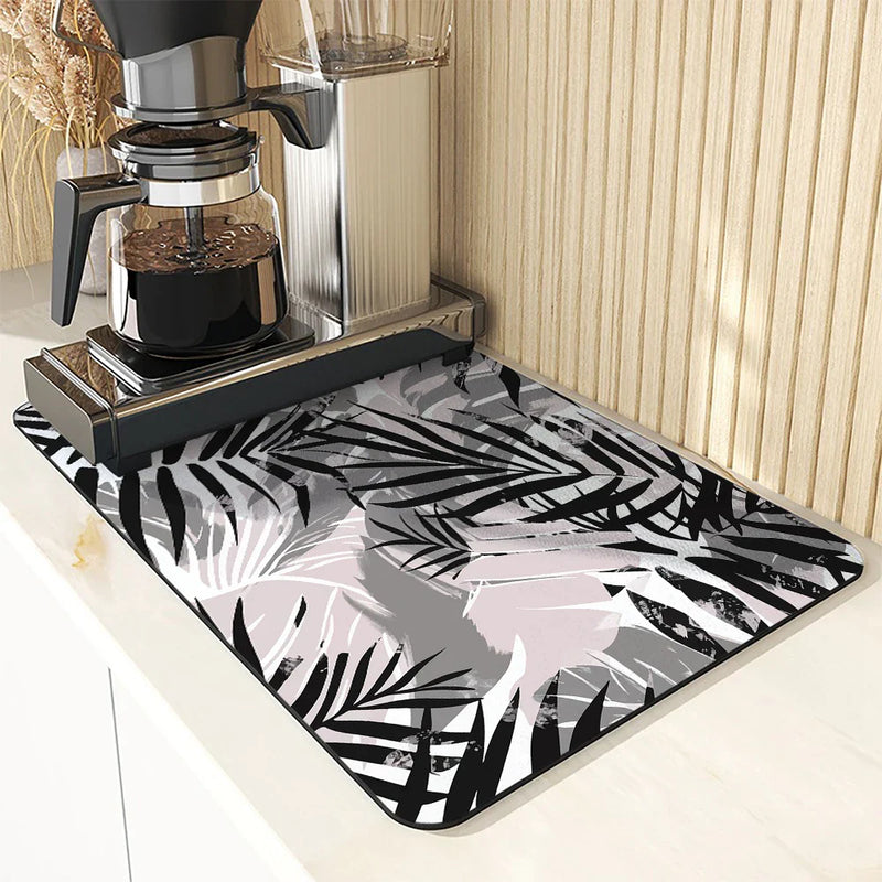 Axyaa Zebra Print Absorbent Mat: Antiskid & Quick Dry Drying Mat for Kitchen & Bathroom