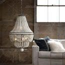 Axyaa White Wood Bead Chandelier for Bedroom Living Room Kitchen Vintage Style