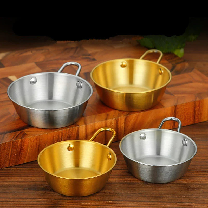 Axyaa Stainless Steel Golden Rice Wine Bowl Set - Seasoning Dishes Snack Cups