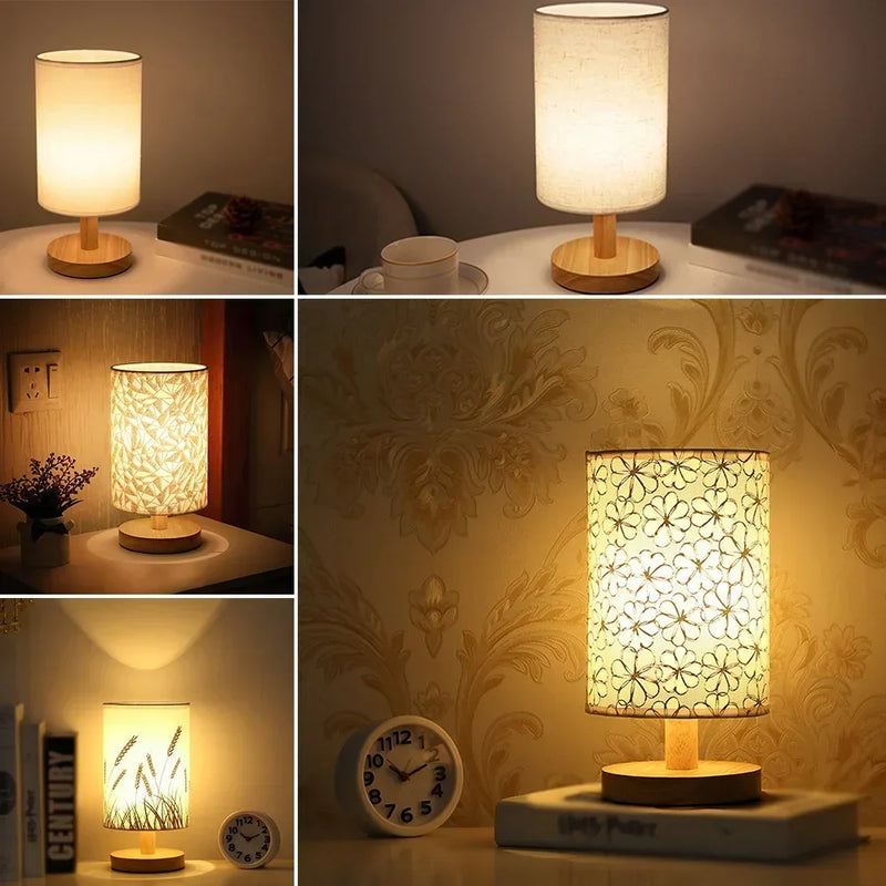 Axyaa Solid Wood LED Table Lamp for Bedroom Decor and Eye Protection