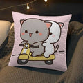 Axyaa Peach Cat Soft Cushion Cover 45x45 for Bed Sofa Home Decor