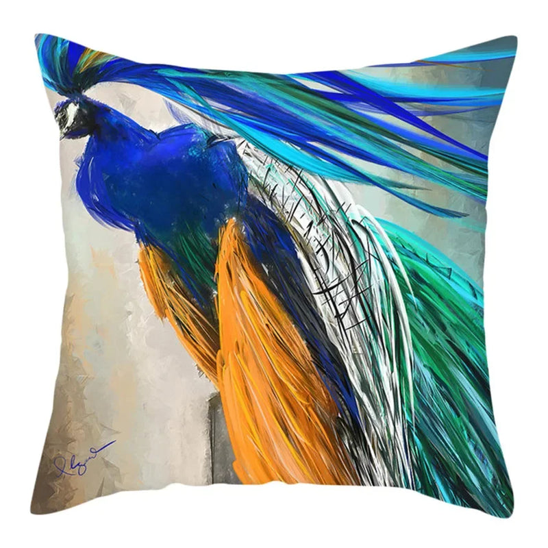 Blue Bird Print Cushion Cover by Axyaa - Home Decor Pillow Case for Sofa Bed