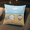 Axyaa Peach Cat Soft Cushion Cover 45x45 for Bed Sofa Home Decor