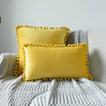 Axyaa Velvet Cushion Cover with Tassels Fringe - Soft Decorative Boho Pillows