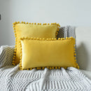 Axyaa Velvet Cushion Cover with Tassels Fringe - Soft Decorative Boho Pillows