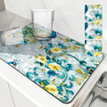 Axyaa Vintage Peacock Draining Mat - Quick Dry Kitchen & Bathroom Drain Pad