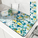Axyaa Vintage Peacock Draining Mat - Quick Dry Kitchen & Bathroom Drain Pad