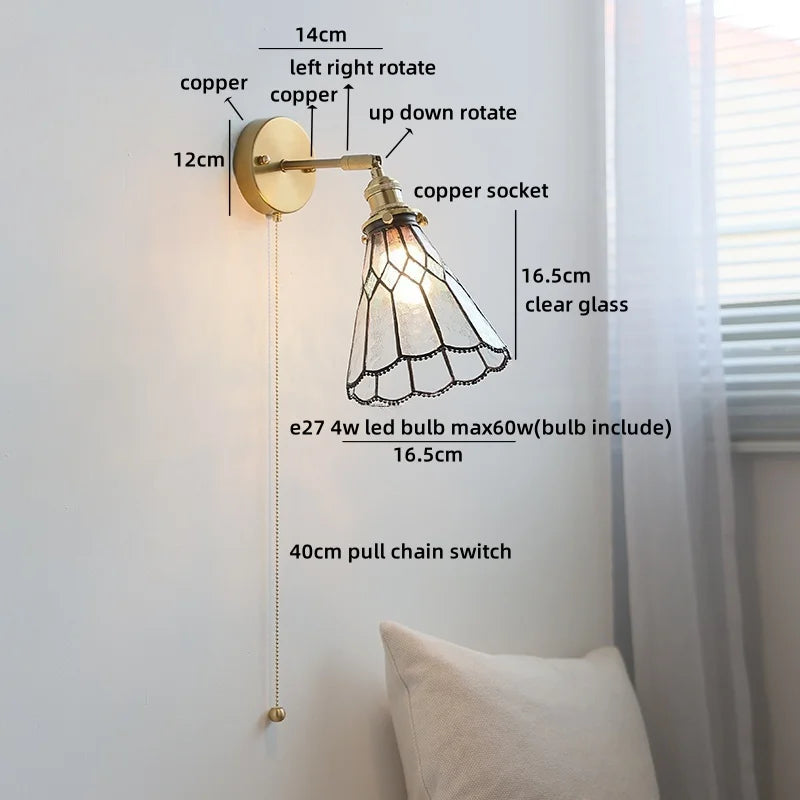 Axyaa Clear Glass Copper Arm LED Wall Sconce Wandlamp