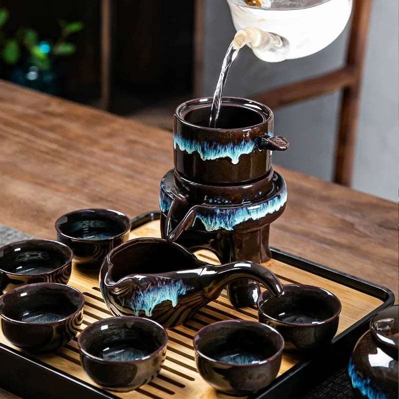 Axya Chinese Tea Set: 8-Piece High-Grade Kung Fu Bone - Teapot and Cup Set