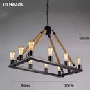 Axyaa Hemp Rope Chandelier: American Country Style Antique Black Wrought Iron Lighting