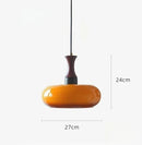 Axyaa Retro Glass Chandelier Light Fixture Solid Wood Pendant Lamp