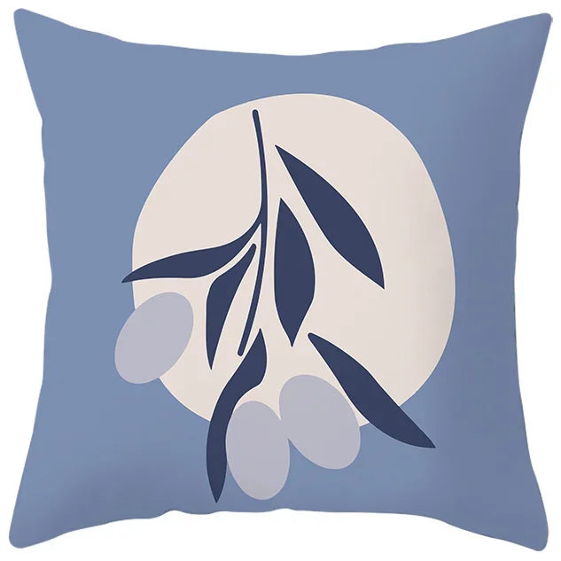 Axyaa Abstract Geometric Pillowcase in Nordic Blue Purple - Peach Skin Fabric