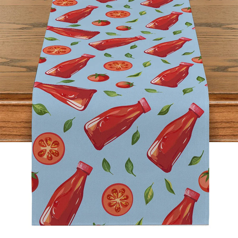Axyaa Tomato Ketchup Table Runner for Kitchen Dining Room Decor