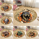 Axyaa Dinosaur Cartoon Kids Round Carpet Rug for Home Floor - Anti-Slip Mats