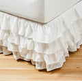 Axyaa Elastic Solid Bed Skirt Three Layers Wrap Around Easy On/Off Dust Ruffled