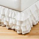 Axyaa Elastic Solid Bed Skirt Three Layers Wrap Around Easy On/Off Dust Ruffled