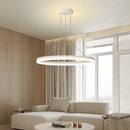 Axya Modern Circle Chandelier: Black & White LED Indoor Light for Home Decoration