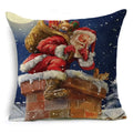 Axyaa Christmas Santa Snowman Pillowcase - Linen Cushion Cover 18*18 inch