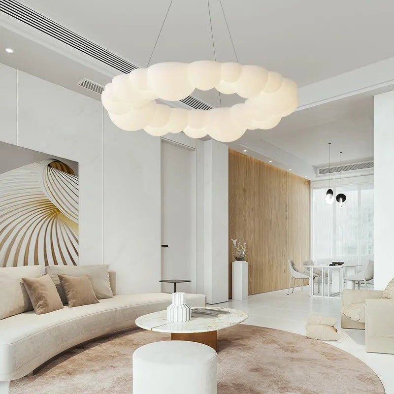 Axya Nordic Cloud Chandelier: Modern Bubble Pendant Lamp for Home Decor