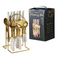 Axyaa 24-Piece Stainless Steel Hammer Pattern Cutlery Set
