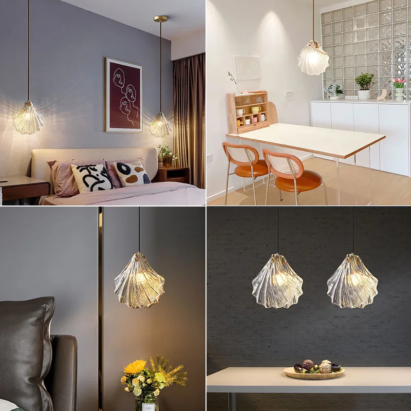 Axya Modern Shell LED Wall Lamp Glass Shade Indoor Lighting for Home Decor