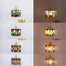 Axyaa Tiffany Cube Pendant Chandelier Stained Glass Light Fixture for Home Decor
