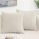 Axyaa Soft Corduroy Striped Pillow Covers Set for Living Room, Sofa, Bed