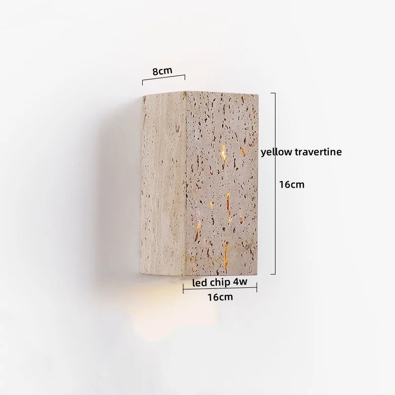 Axyaa Round Yellow Travertine LED Wall Light for Creative Room Decor