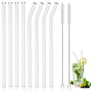 Axyaa Glass Straws - Set of 10 Eco-Friendly Reusable Cocktail Smoothie Bar Accessories