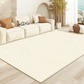 Cream Fluffy Modern Living Room Carpet by Axyaa - Soft Bedside Rug
