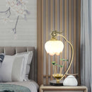 Axyaa Lotus Iron Art Table Lamp with LED Glass Lampshade for Living Room Decoration