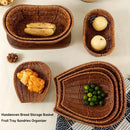 Axyaa Handwoven Bread Storage Basket with Double Handle: 5 Styles for Fruit Tray & Sundries Organizer