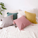 Axyaa Linen Pillow Covers with Tassels - 18x18" Square Throw Pillows for Home Decor