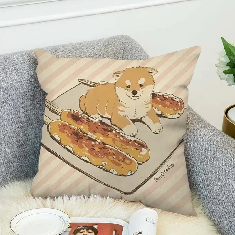 Axyaa Shiba Inu Cushion Cover 45x45cm for Bed or Chair Decor