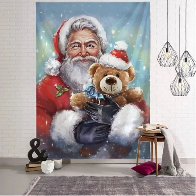 Axyaa Santa Claus Print Tapestry for Christmas Decor