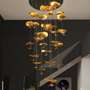 Axyaa Lotus Leaf Chandelier: Luxury Copper Dining Room Pendant Light