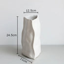 Axyaa Triangle Wrinkle Ceramic Vase for Desk Decoration and Floral Arrangement