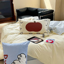 Axyaa Pup Print Cotton Bedding Set: Soft & Comfortable Duvet Cover with Sheet