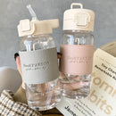 Axyaa 500ml Clear Leakproof Water Bottle with Straw - Portable for Travel & Office