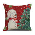 Axyaa Snowman Christmas Tree Pillow Cover for Festive Home Decor