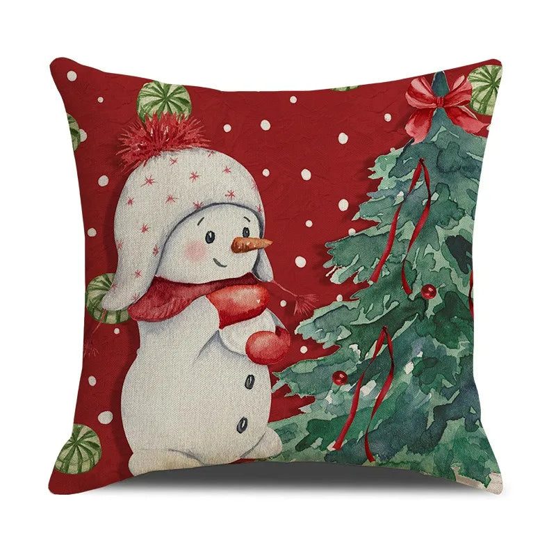 Axyaa Snowman Christmas Tree Pillow Cover for Festive Home Decor
