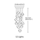 Axyaa Gold Glass Square LED Pendant Lightoom Lighting