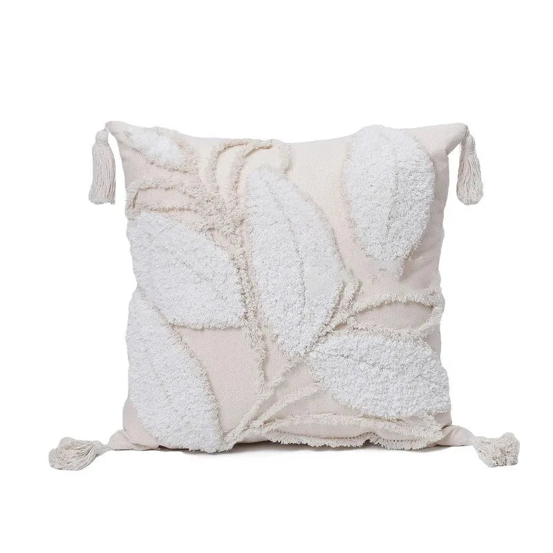 Axyaa Tufted Cushion Cover With Tassel - Mori Style Decorative Pillowcase