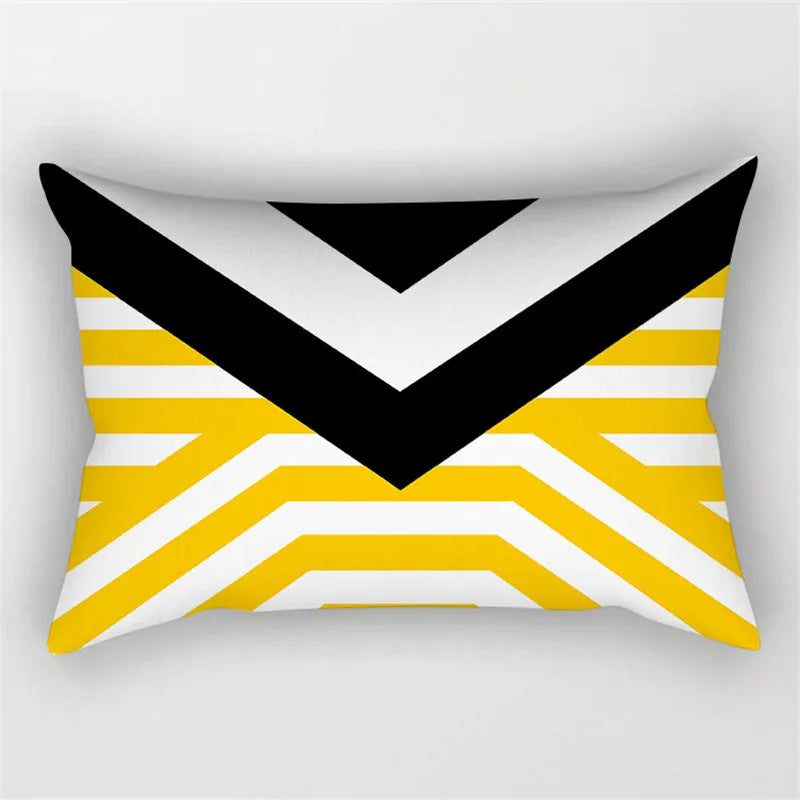 Yellow Geometric Cushion 30x50 Pillowcase for Living Room Sofa and Bed - Axyaa Home