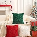 Axyaa Christmas Snowflake Embroidered Pillowcase Set | Festive Red Green Cushion Covers