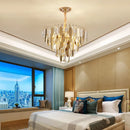 Axyaa Gold Crystal Chandelier: Luxury Indoor Lighting Fixture for Home Decor