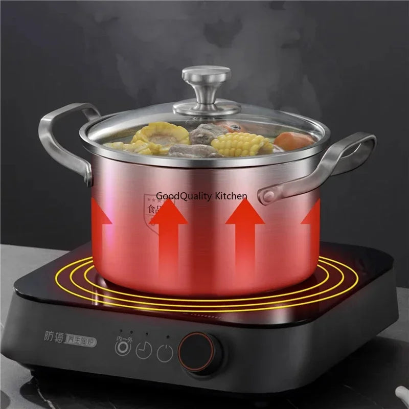 Axya 316 Stainless Steel Soup Pot Double Ear Steamer Pan