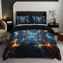 Axyaa Tech Space Plaid Duvet Cover Set – High-definition Print, All Seasons