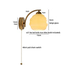 Axyaa Nordic Bedroom LED Wall Sconce with Switch, White Beige Glass, E27 Bulb